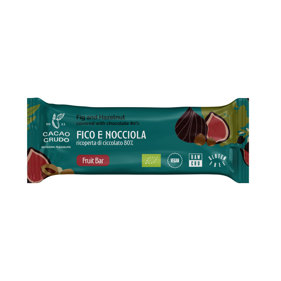 Barretta Fichi e Nocciole ricoperta di cioccolato fondente 80%